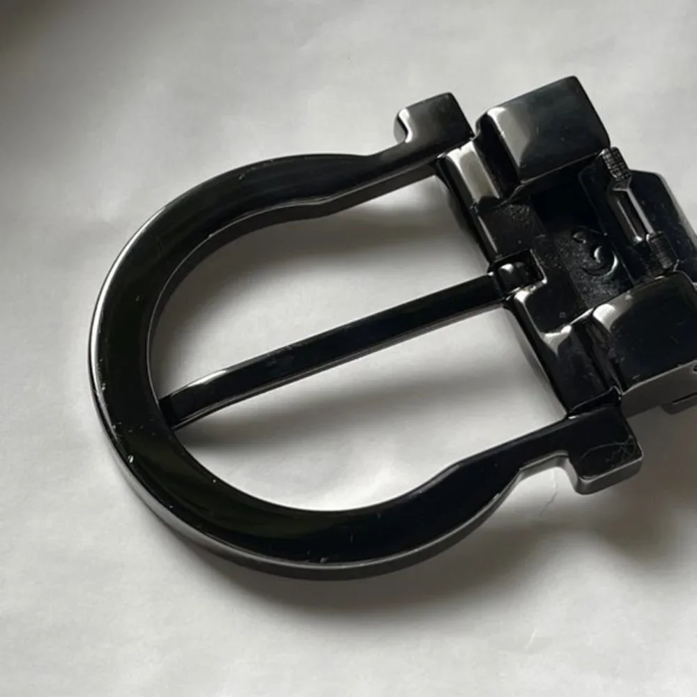 Men's Ferragamo Gancini Reversible Belt with Gunmetal Finish Buckle